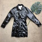 ZARA NEW  Black Faux Patent Leather Mini Dress size XS The Raeh Dress Photo 3