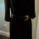 Donna Karan  New York Black Stretch Belted Wrap Midi Tailored Blazer Dress 10 Photo 0