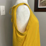 Womens Mustard Pintuck Sleeveless Tie back Blouse Top Shirt Size Large Gold Photo 2