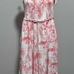 Torrid  Smocked Midi Dress Peach Pink White Tropical Floral Dress 1 Spring Photo 1