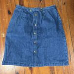 Orvis Vintage Denim Skirt Size 12 Blue Mid Jean Button Front Photo 0