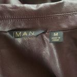 IMAN faux leather reddish brown long sleeve lined blazer jacket coat women's M Size M Photo 7