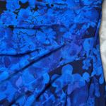 CHAPS  Ruched Long Sleeve Sheath Dress Womens XL Blue Black Floral Party Dressy Photo 6