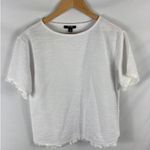 Alfani  White Fringe Textured Tshirt Size PM Photo 0