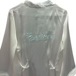Linea Donatella Linea Intimo Donatella White with Blue Embroidered Bride Back Satin Robe Size L Photo 6