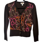 Talbots Brown Equestrian Wool Silk Cardigan Sweater Western Y2K Womens Small Photo 0