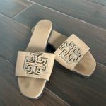 Tory Burch  INES SLIDE FLAT SANDAL TEXTURED ALMOND FLOUR LEATHER SZ US 9 Photo 5
