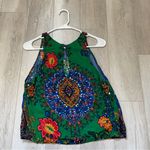 Farm Rio Tank Top printed bright womens Blue (xsmall) colorful summer hippie Photo 3