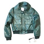 Avec Les Filles Faux Ever Leather Crop Bomber Jacket Classic Biker Emerald Small Photo 1