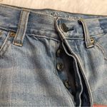 American Eagle ‎ Vintage High Rise Two Tone Fringe Button Fly Jeans 4 Photo 6