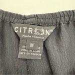 Citron Santa Monica Silk High Rise Wide Leg Dolphin Split Hem Crop Pants Black Size M Photo 5