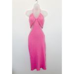 Victor Glemaud Crochet Knit Cutout Halter Dress Pink Size L Y2K Resort Coquette Size L Photo 3