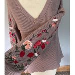American Eagle AEO  Size XS Oversized Floral Embroidered Pink Sweater Wool Blend Photo 1
