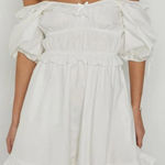 Beginning Boutique  White Puffy Sleeve Babydoll Mini Dress Photo 0