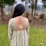 Storia  Green Floral Long Sleeve Open Back Dress Size M Photo 1