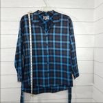 Pam & Gela Blue and Black Plaid Long Sleeve Shirt Size Small NWT Photo 95