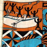 Tahiti wrap with fringe 56” x 45” swim cover up Turquoise Orange‎ Design Print Blue Photo 3