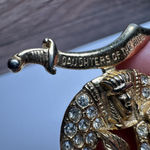 Signed ORA Daughter Of The Nile Scimitar & Rose Brooch Pin Rhinestone Vintage Gold Photo 4