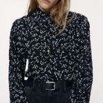 ZARA  NWT textured black & white long sleeve blouse Photo 0