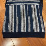 Tory Burch Knit Linen Blend Navy Blue Striped Crochet geometric Top Size XS Photo 3