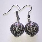 Leopard Print Beaded Boho Dangle Earrings Brown Photo 2