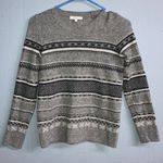 Madewell Gray and Black Patterned 100% merino wool Crewneck academia Sweater XS Photo 0