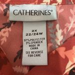 Catherines  Women Boho Button Tunic Top 2X Rust Abstract Leaf Print Whimsy Earthy Photo 3