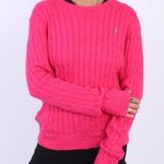 Ralph Lauren Fuchsia & Lime Cable Knit Cotton Crewneck Sweater Size Medium Photo 0