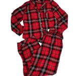 Victoria's Secret Womens Flannel Plaid Pajama Set Red Shimmer Large Photo 10