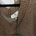 Tuckernuck  Bronze Metallic Knit‎ Mesh V Neck Short Sleeve Midi Dress Size Medium Photo 3