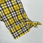 Michael Kors NWT Size P/XL Yellow & Black Plaid Tie Sleeve Button Down Shirt Top Photo 3