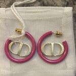 Christian Dior Dior 30 MONTAIGNE EARRINGS Gold-Finish Metal and Rani Pink Lacquer Photo 3