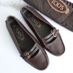 Tod's Brown Double Buckle Mary Jane Flats Driver Loafer Size 5 Photo 0