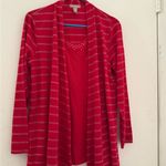 White Stag  Red and Metallic Striped Cardigan Set Photo 4