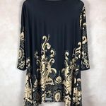 WHITE MARK 3/4 Sleeve Asymmetrical Black Printed Tunic NWT 1XL Size 1X Photo 7