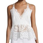 Endless Rose White Eyelet Lace Peplum Plunge Crochet Strappy Tank Top Small Photo 0