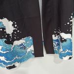 Men Wave & Crane Print Drop Shoulder Kimono Blue Size undefined Photo 4