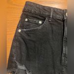 ZARA  Black Denim High‎ Waist Distressed Ripped Frayed Jean Shorts Size 4 Photo 2