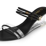 Allegra K  black lucite sandals size 10 wedge 2.5 inches Photo 12