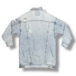 American Eagle Denim Jacket Sz Small Trucker Type III 3 Ripped Distressing Long Photo 6