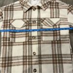 Garage  Cream Tan Green Plaid Vancity Shacket Women’s Size Medium Photo 8