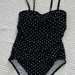 Shade & Shore  Black and White Polka Dot One Piece Swimsuit Photo 0