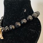 Faceted Black Onyx Beaded Stretch Evil Eye Bracelet Photo 2