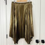 Ted Baker NWT  Nattiee Midi Skirt Size 10-12 Gold Metallic Pleated Photo 3