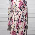 Flying Tomato Med Cottagecore Victorian Romantic Chiffon Midi Dress Ivory Size M Pink Photo 0