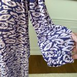 Hiho Purple Abstract 3/4 Sleeve Elastic Neck Cuff Shift Dress Cotton M Size M Photo 4