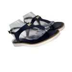 Michael Kors Womens Thong Sandals Size 9M Navy Gold Logo Photo 3