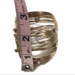 Gold Tone Wire Cuff Bracelet with Rhinestones Gold Photo 4