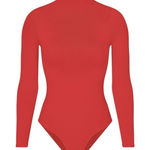 SKIMS  Women's Essential Mock Neck Long Sleeve Bodysuit - Red ...S/M Photo 0