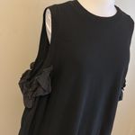 Clu Black Cold Shoulder Silk Ruffle Trim Sweatshirt Dress Size L Photo 6